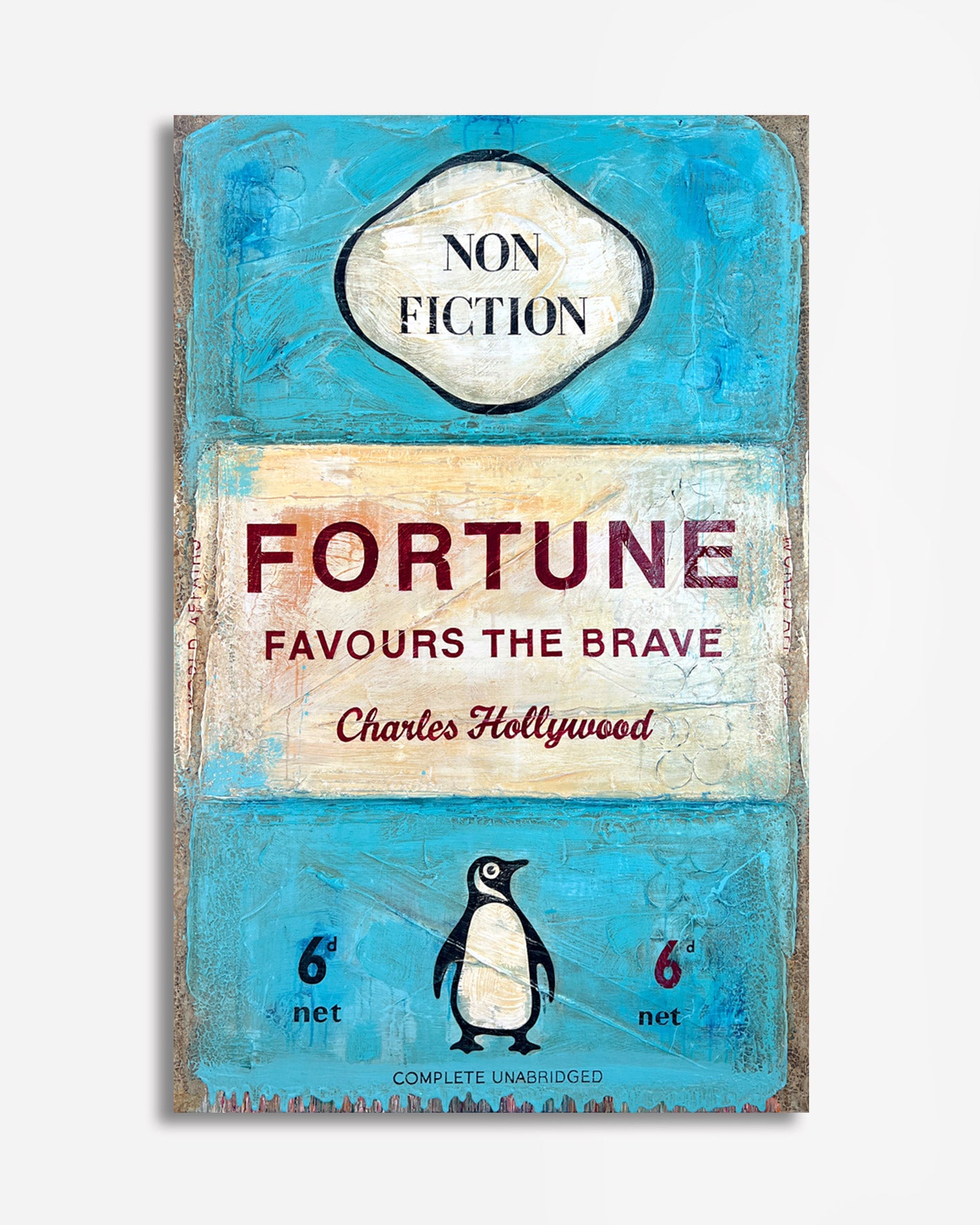 Book cover of 'Fortune Favours the Brave' by Charles Hollywood with a blue and beige design.