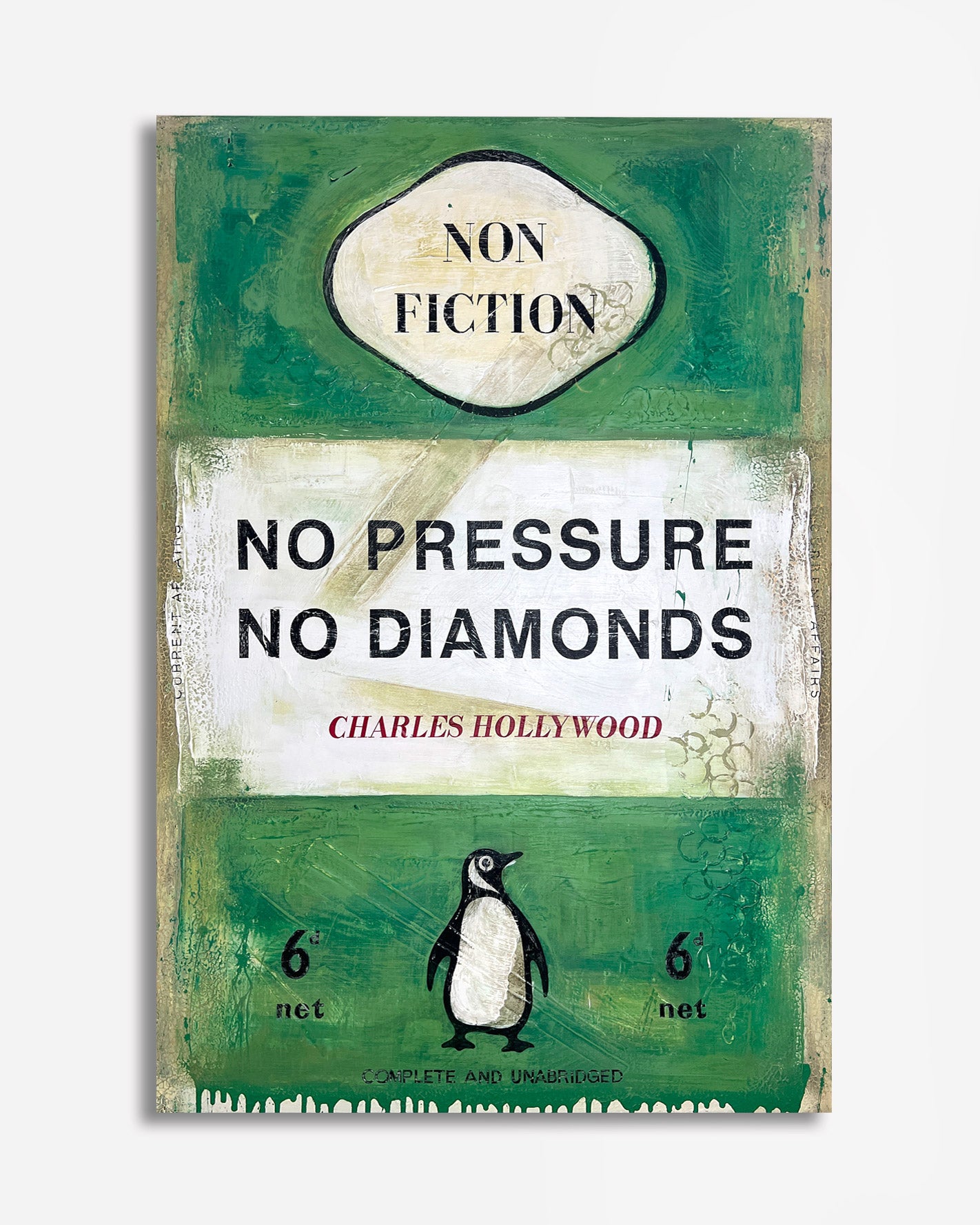 Book cover of 'No Pressure No Diamonds' by Charles Hollywood with a green and white design.